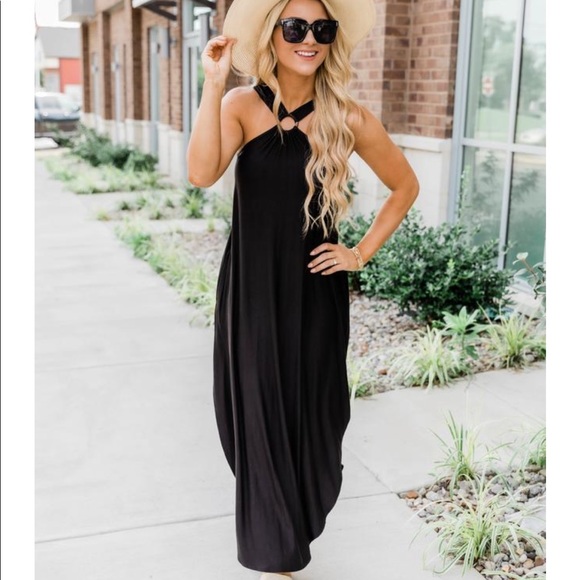 Pink Lily Dresses & Skirts - NWOT Pink Lily Feel That Sunshine Maxi Dress Black